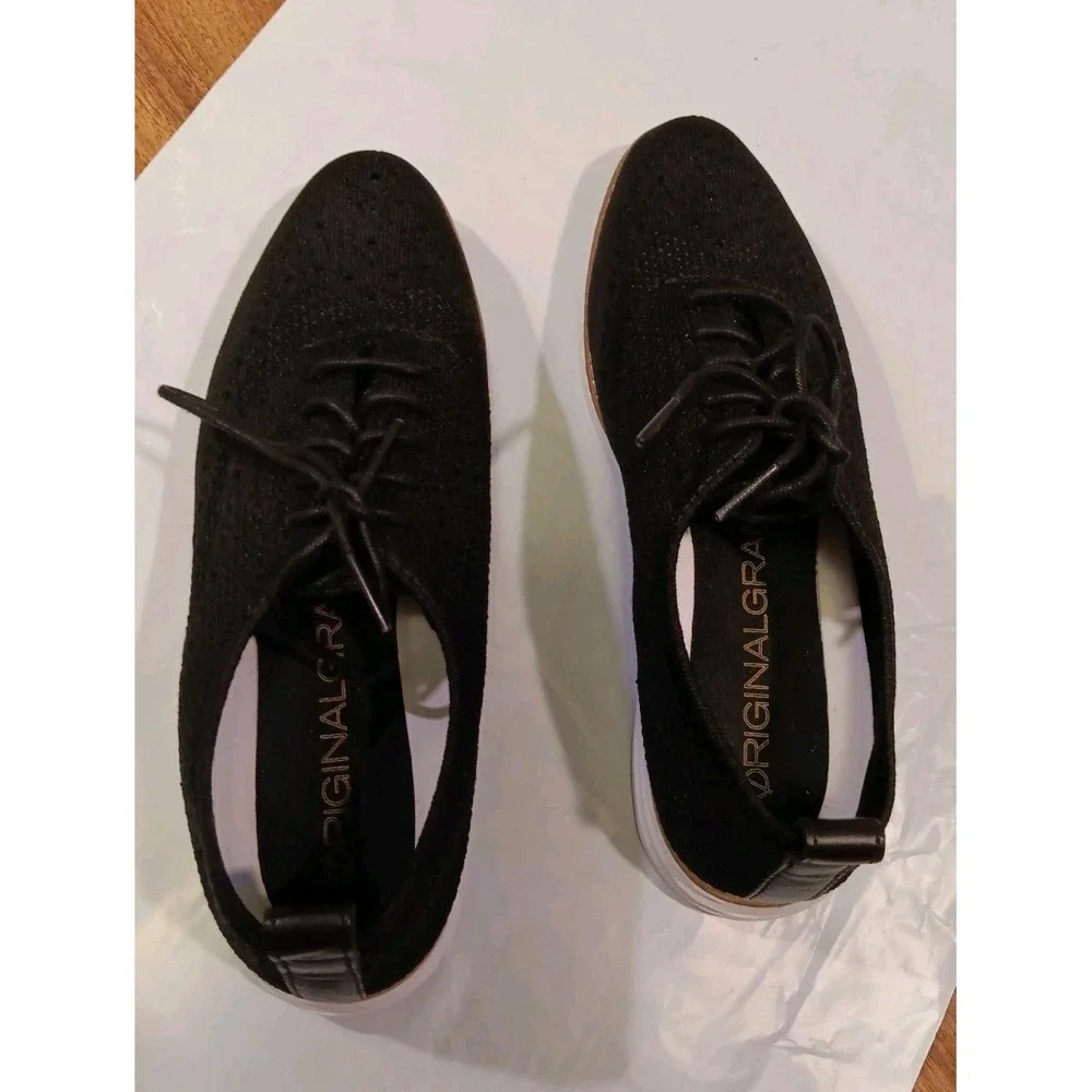 Cole Haan Original Grand Stitchlite Womens Size 7.5‎ Black Wingtip Oxford Shoes